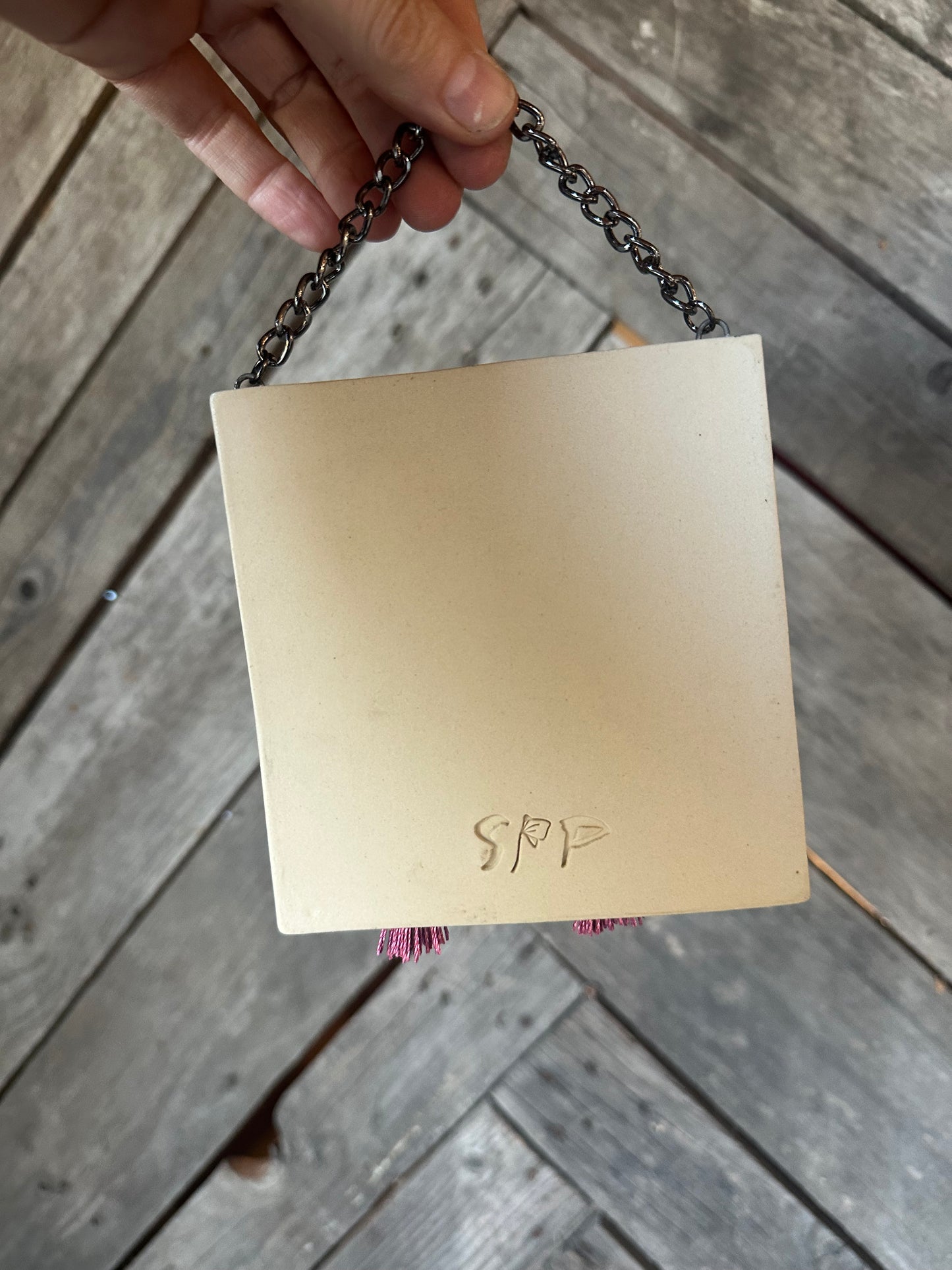 Boob Wall Art | White/black w/ poppy 4.5”