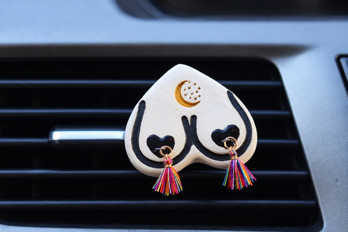 Preorder Bewbie Tassel Clay Diffuser | Magnet or Clip | White/Rainbow/Crescent w/ stars