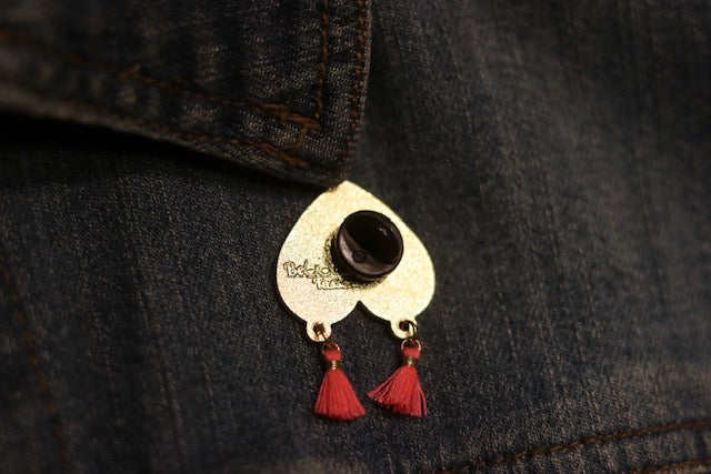 Bewbie Tassel 1" Enamel Pin White/Pink/Gold