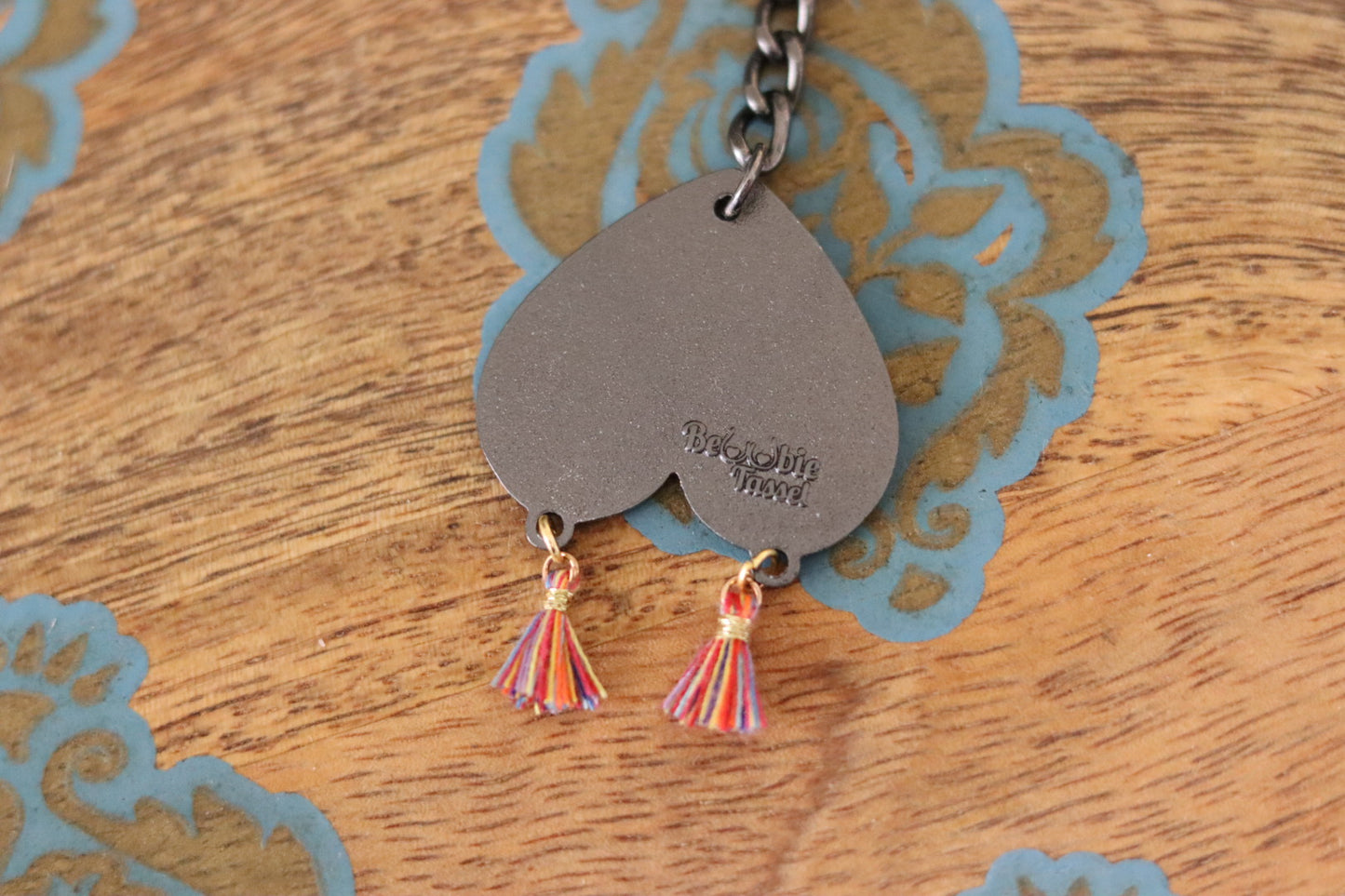 SALE! Metal Bewbie Tassel keychain Light skin/Rainbow/Mom Tat 1.25"