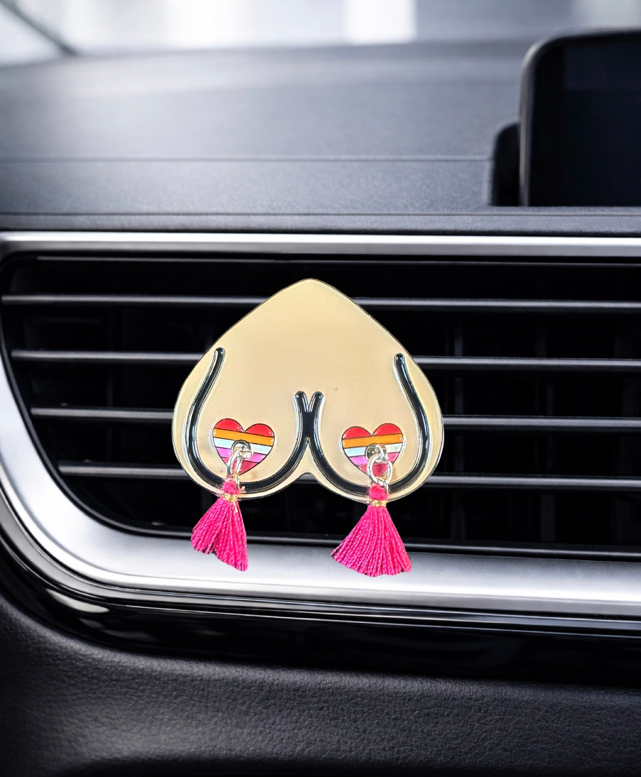 New! Lesbian Flag Bewbie Tassel | Decor only or Felt diffuser | Magnet | light skin/1.5"