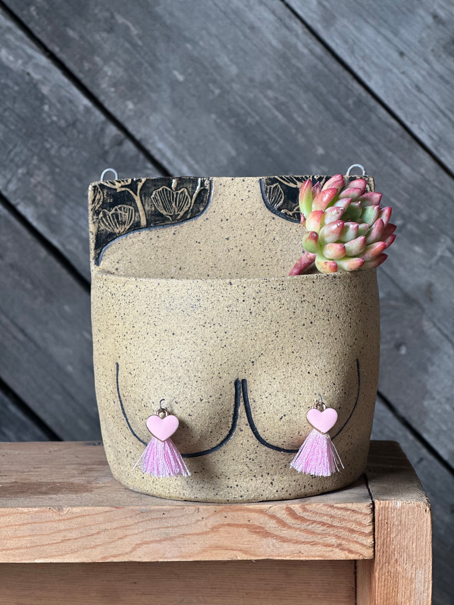 Boob Wall Art Planter w/ drainage  | Speckled light skin 4.5”