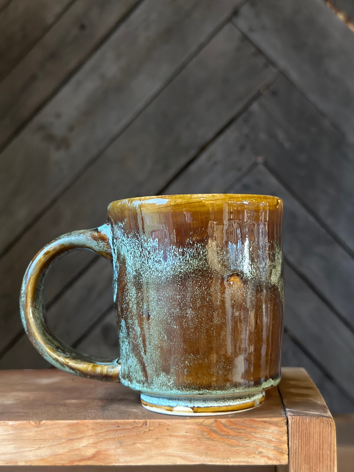 Boob Mug green & amber glaze 11 oz.