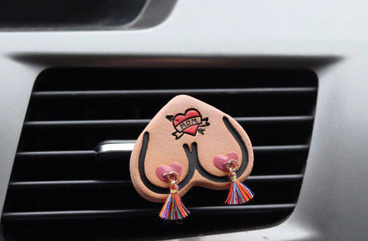 PREORDER Bewbie Tassel Clay Car Freshener | Magnet | Light skin/Mom Tattoos