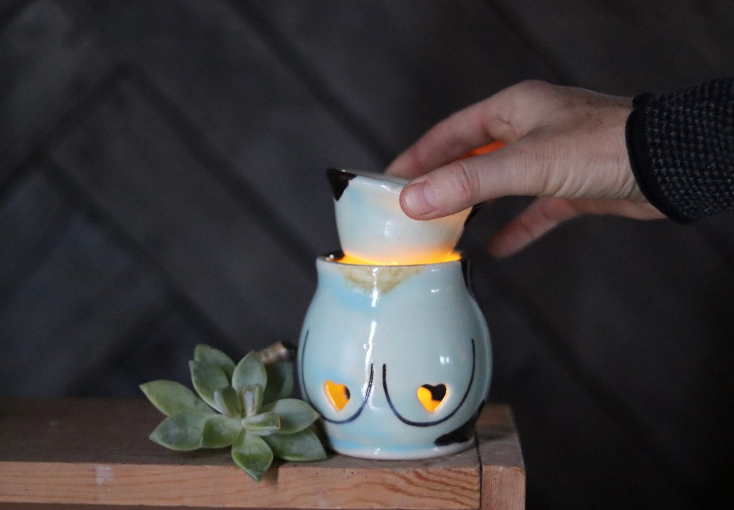 Preorder Ceramic Boob Wax Warmer Luminary Blue