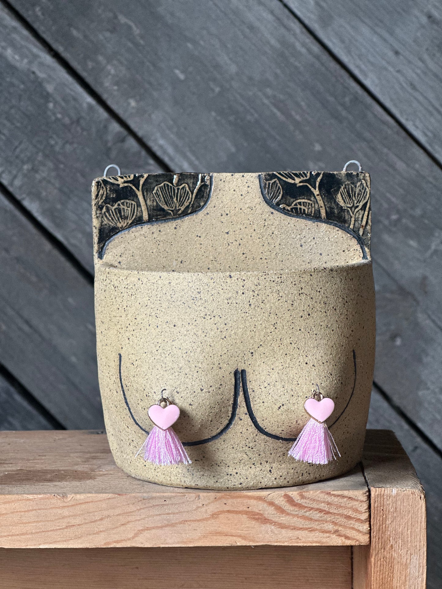 Boob Wall Art Planter w/ drainage  | Speckled light skin 4.5”