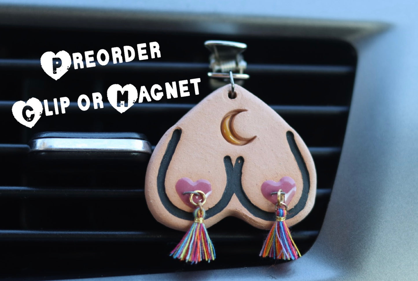 PREORDER Bewbie Tassel Car Freshener | Magnet or Clip | Light skin/Pink/Rainbow/Crescent