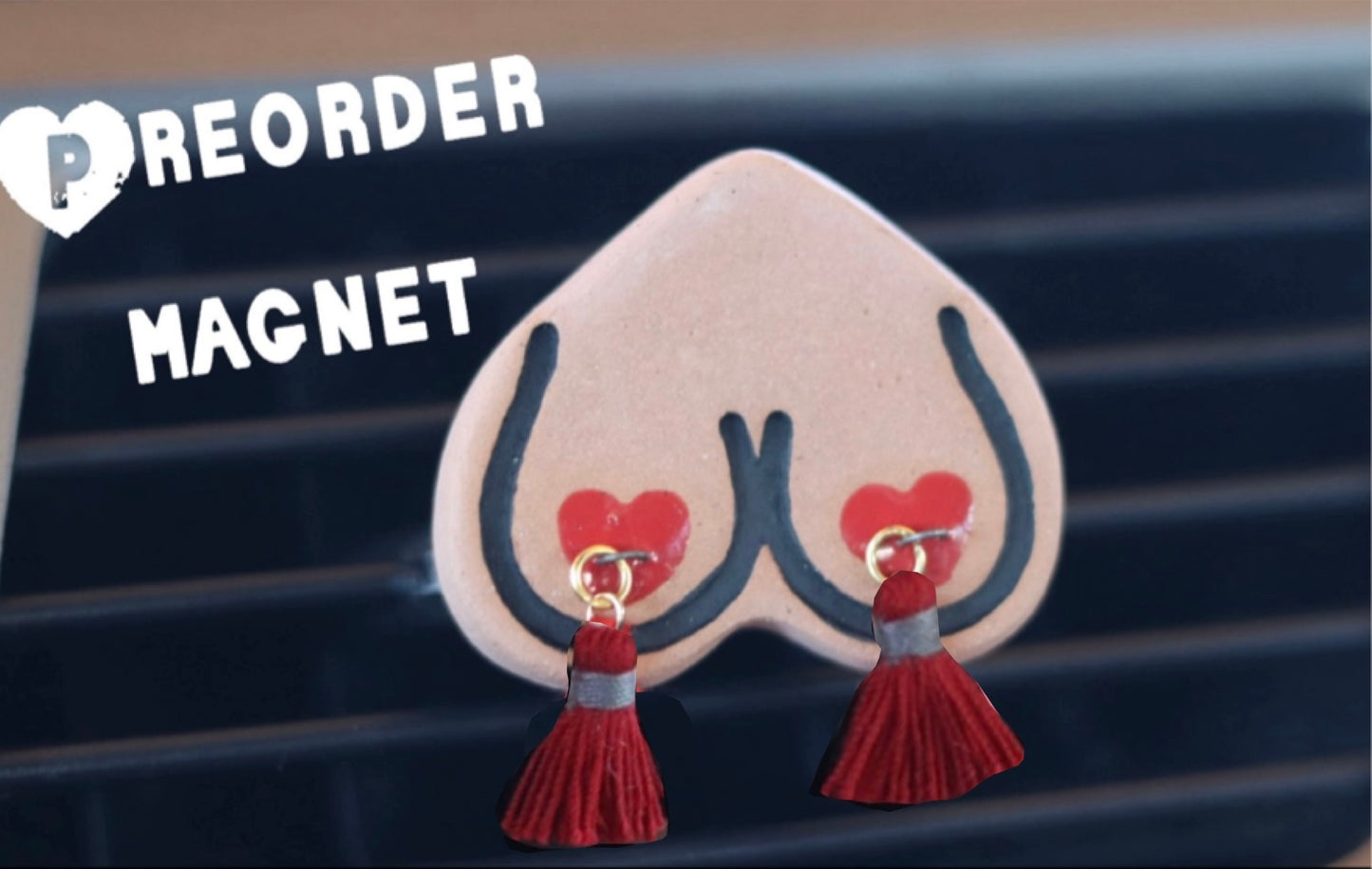 PREORDER Bewbie Tassel Magnet | Clay Diffuser | Light skin/Red