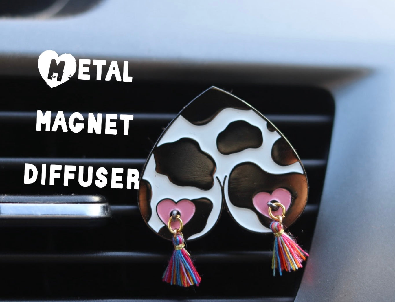 New! Bewbie Tassel felt Car Freshener | Magnet | Cow Print 1.5"