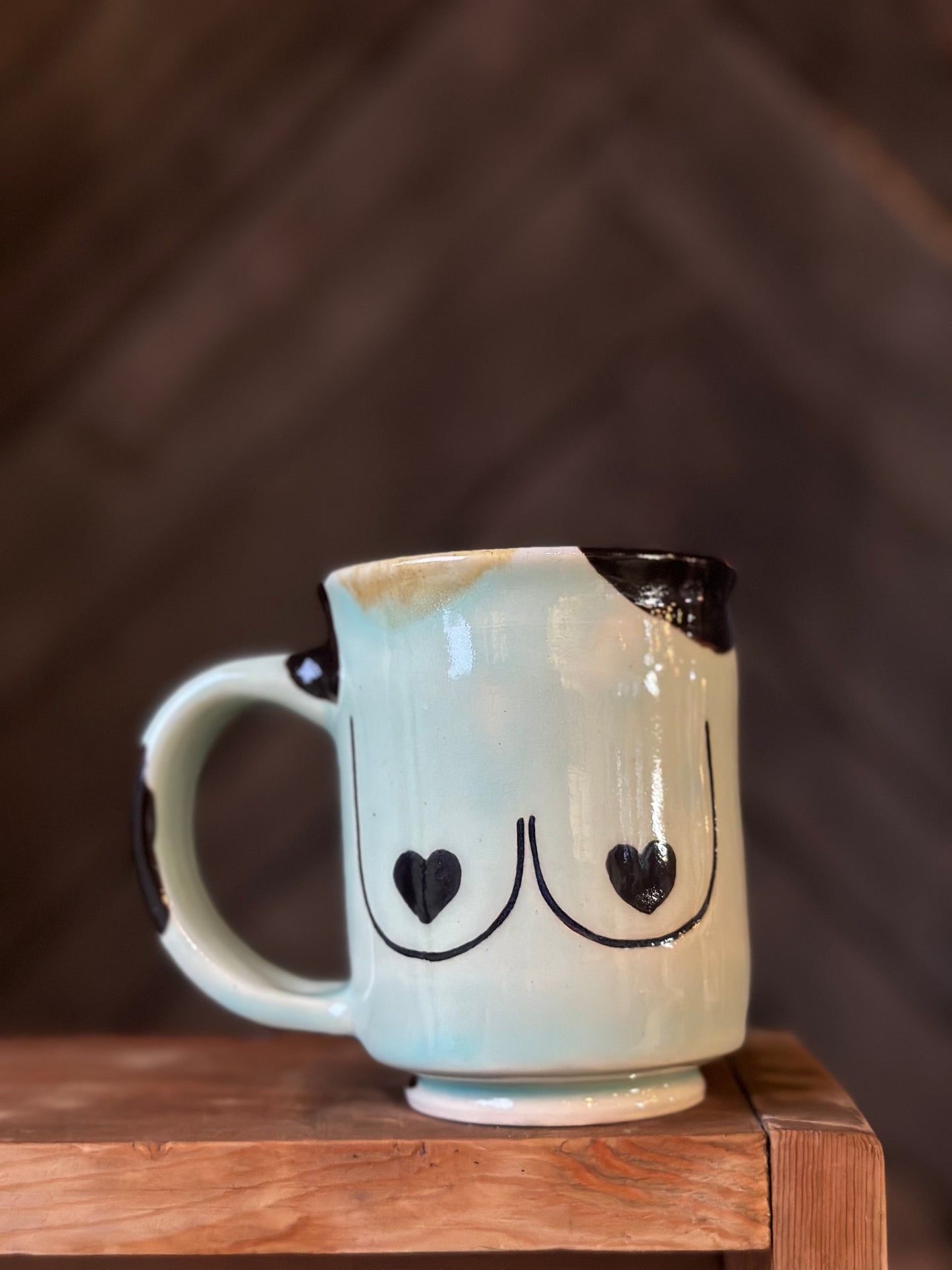 Boob Mug blue cow print 12 oz.