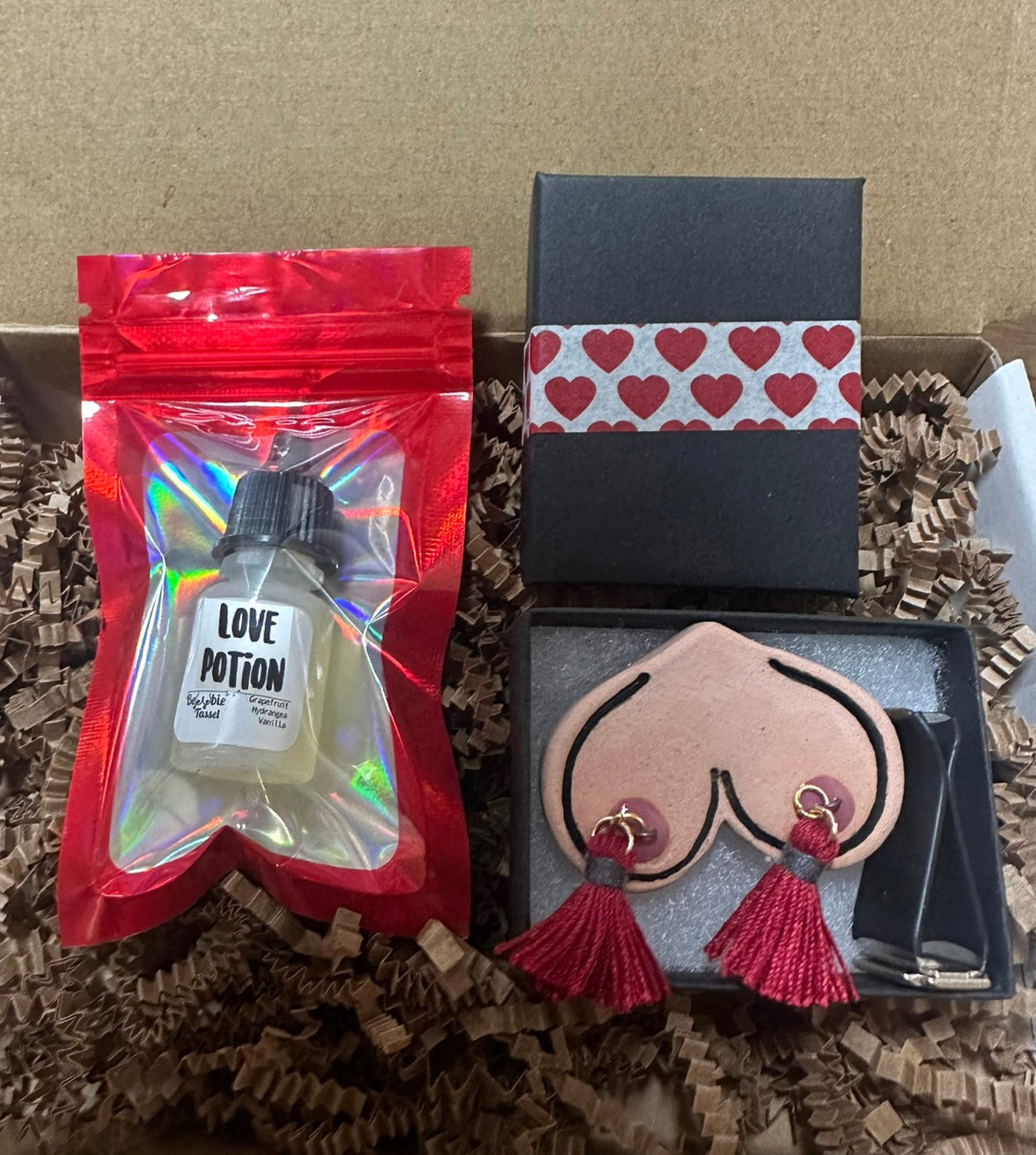 Valentine 2 pc Clay Bewbie Tassel Gift Set