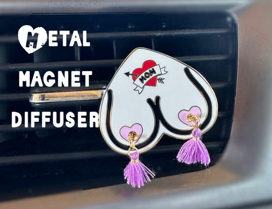 Bewbie Tassel Felt Car Freshener | Magnet | White/Lavendar/MOM TAT 1.5"