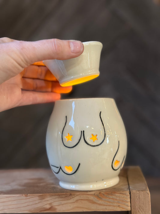 Boob Wax Melt Warmer Luminary | White/Poppy