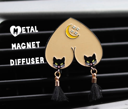 New! Bewbie Tassel Felt Car Freshener | Magnet | Black Kitty 1.5" |
