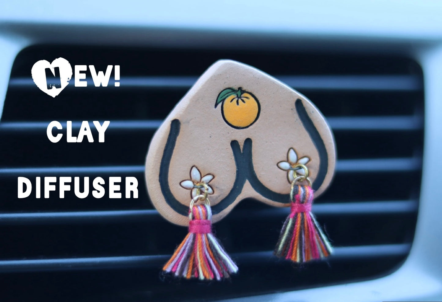 PREORDER Bewbie Tassel Clay Car Freshener | Magnet | Light skin/Orange Blossom
