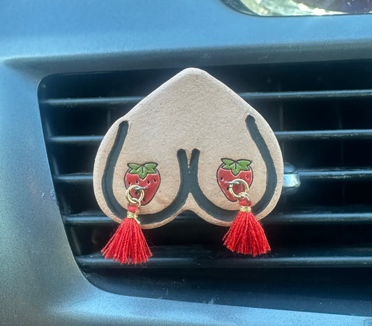 New! Bewbie Tassel Clay Car Freshener | Magnet | Strawberry