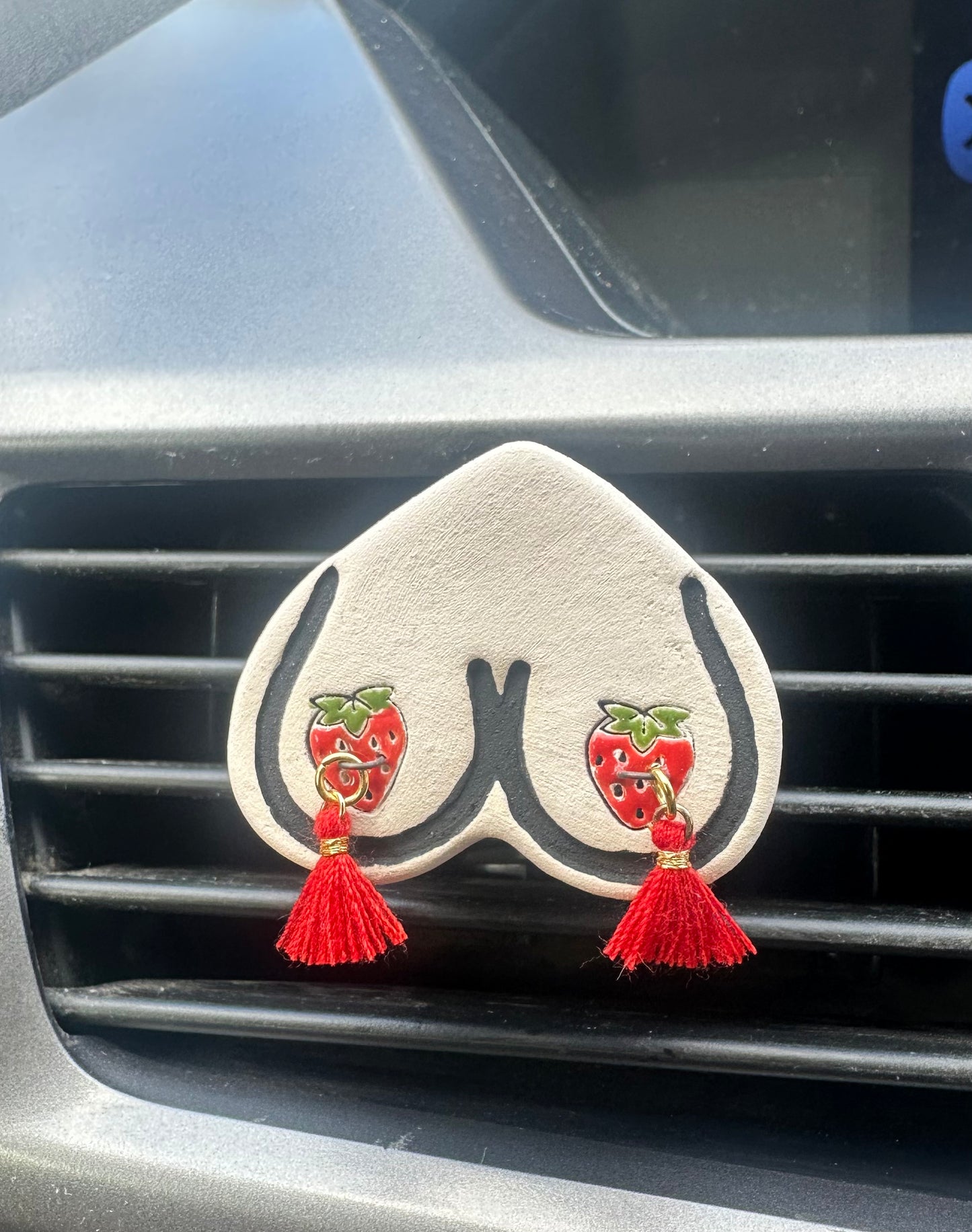 New! Bewbie Tassel Clay Car Freshener | Magnet | Strawberry