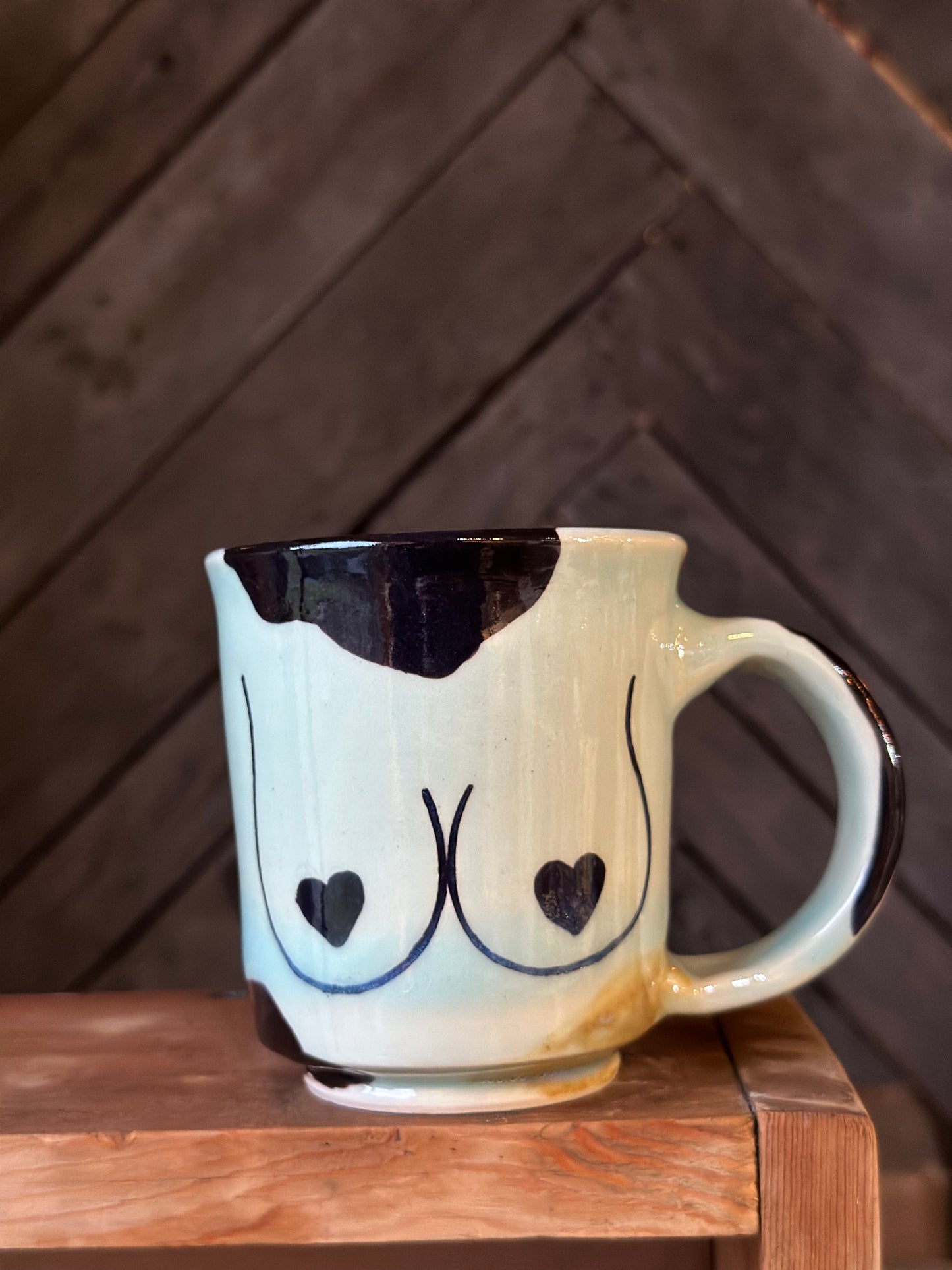 Boob Mug blue cow print 12 oz.