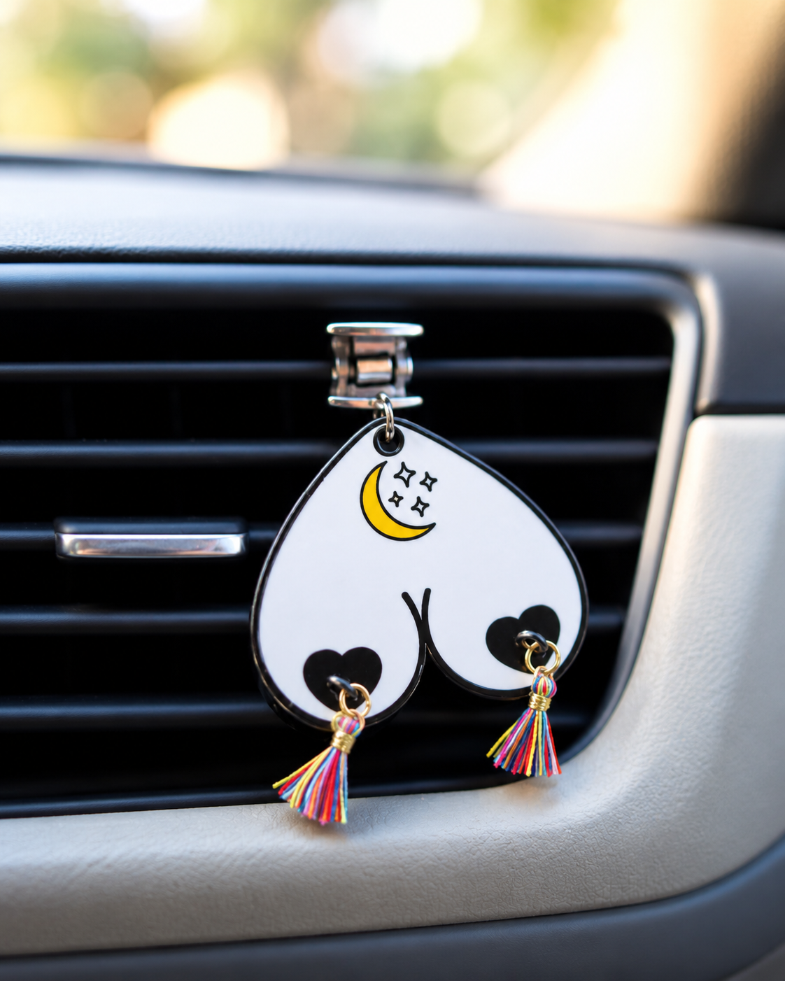 SALE! Bewbie Tassel | Decor Only (Not for oils) | Vent Clip| light skin/crescent w/stars 1.5"
