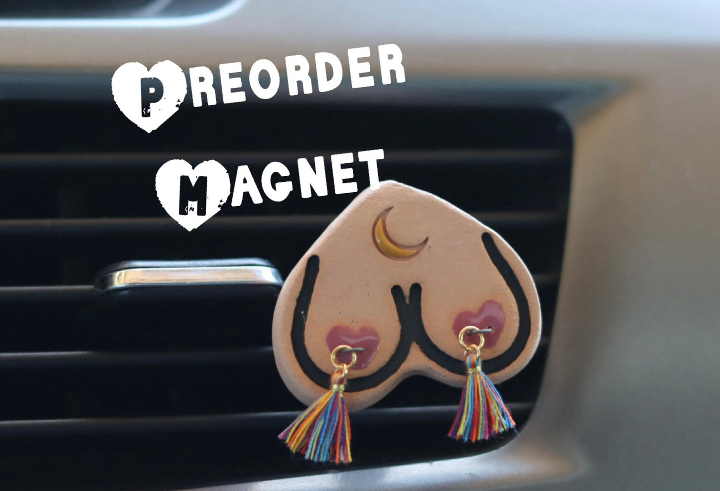 PREORDER Bewbie Tassel Magnet Clay Car Freshener | Light skin/Rainbow/Crescent